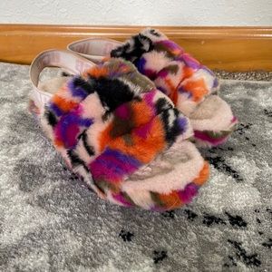 UGG fluff yeah slipper slides marble